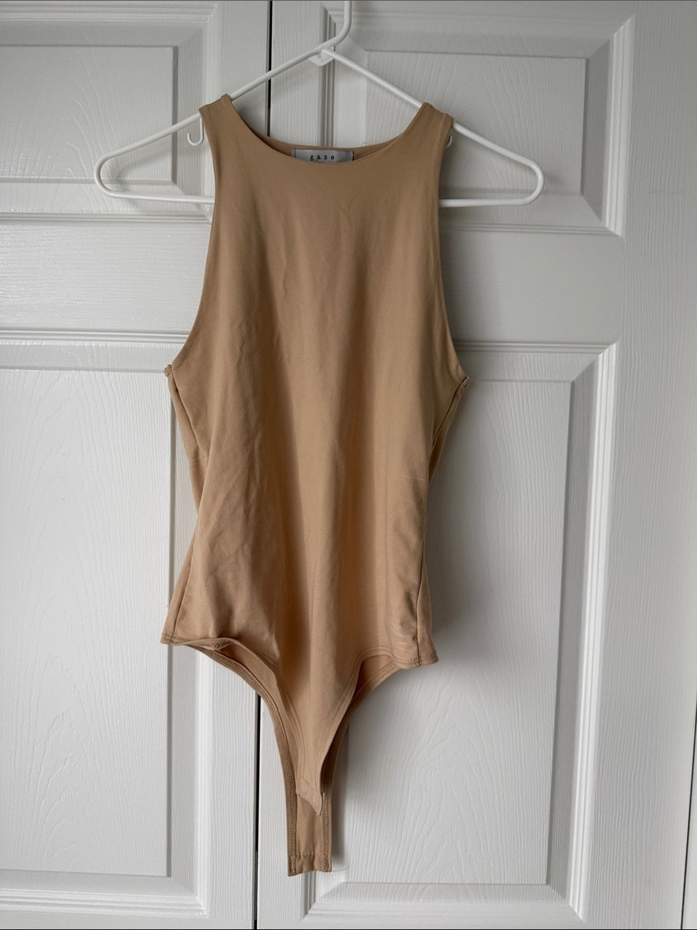 Tan Sleeveless One-Piece Bodysuit